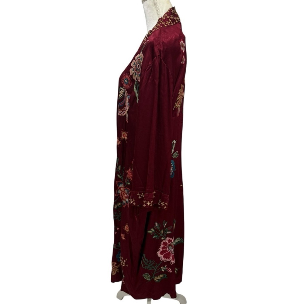 JOHNNY WAS XS Messine Long Kimono Floral Embroidered Pomegranate/Burgundy NWT - Picture 5 of 11